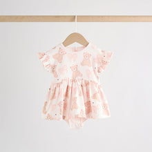 Load image into Gallery viewer, Pink Bear Embroidered Jersey Baby Rompers 3 Pack