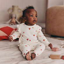 Load image into Gallery viewer, Ecru Hearts Baby Top and Leggings Set 2 Piece (0-18mths)