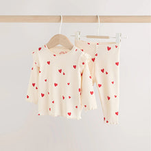 Load image into Gallery viewer, Ecru Hearts Baby Top and Leggings Set 2 Piece (0-18mths)
