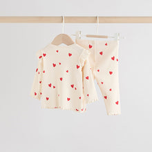 Load image into Gallery viewer, Ecru Hearts Baby Top and Leggings Set 2 Piece (0-18mths)