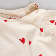 Load image into Gallery viewer, Ecru Hearts Baby Top and Leggings Set 2 Piece (0-18mths)