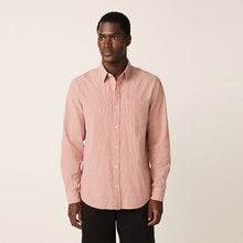 Load image into Gallery viewer, Red Regular Fit Stripe Cotton Long Sleeve Shirt