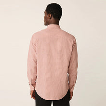 Load image into Gallery viewer, Red Regular Fit Stripe Cotton Long Sleeve Shirt