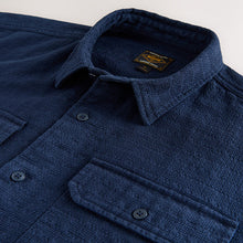 Load image into Gallery viewer, Blue Regular Fit Textured Waffle Long Sleeve Shirt