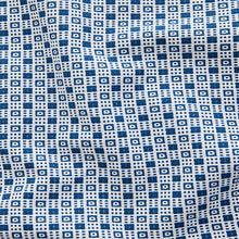 Load image into Gallery viewer, Blue Geo Print Jacquard Trident Oxford Short Sleeve Shirt