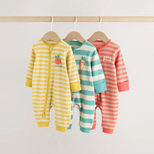 Load image into Gallery viewer, Multi Stripe Baby Sleepsuits 3 Pack (0mths-2yrs)
