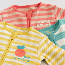 Load image into Gallery viewer, Multi Stripe Baby Sleepsuits 3 Pack (0mths-2yrs)