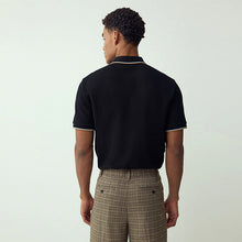 Load image into Gallery viewer, Black Short Sleeve Tipped Polo Shirt