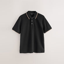 Load image into Gallery viewer, Black Short Sleeve Tipped Polo Shirt