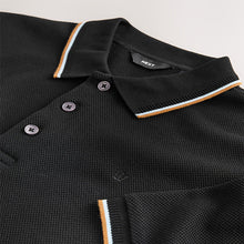 Load image into Gallery viewer, Black Short Sleeve Tipped Polo Shirt