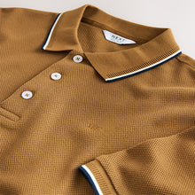 Load image into Gallery viewer, Tan Brown Short Sleeve Tipped Polo Shirt