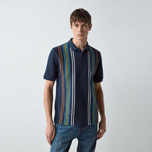 Load image into Gallery viewer, Navy Blue Vertical Stripe Polo Shirt