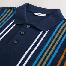 Load image into Gallery viewer, Navy Blue Vertical Stripe Polo Shirt