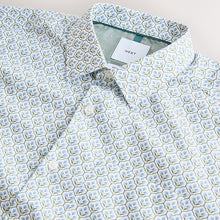 Load image into Gallery viewer, White/Blue Floral Trellis Regular Fit Long Sleeve Print Shirt