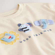 Load image into Gallery viewer, Neutral Safari Animals Short Sleeve 3D Padded T-Shirt (3mths-6yrs)