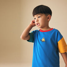 Load image into Gallery viewer, Blue/Green/Yellow Digger Short Sleeve Colourblock T-Shirt (3mths-6yrs)