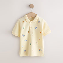 Load image into Gallery viewer, Yellow Farm All-Over-Embroidered Short Sleeve Polo Shirt (3mths-6yrs)