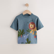 Load image into Gallery viewer, Green Safari Animals Short Sleeve Appliqué T-Shirts 3 Pack (3mths-6yrs)