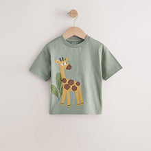 Load image into Gallery viewer, Green Safari Animals Short Sleeve Appliqué T-Shirts 3 Pack (3mths-6yrs)