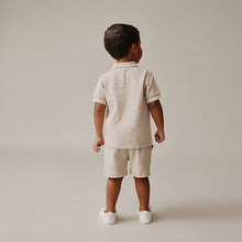 Load image into Gallery viewer, Neutral Zip Neck Short Sleeve Polo Shirt And Shorts Set (3mths-6yrs)