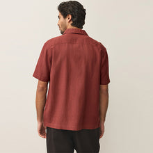 Load image into Gallery viewer, Rust Brown N.Premium Linen Tencel Blend Short Sleeve Shirt