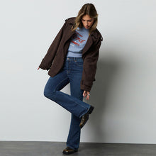 Load image into Gallery viewer, Dark Blue Mid Rise Authentic Bootcut Jeans
