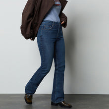 Load image into Gallery viewer, Dark Blue Mid Rise Authentic Bootcut Jeans