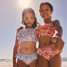 Load image into Gallery viewer, Pink/Yellow Ditsy Floral Frill Bikini (3-9yrs)
