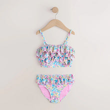 Load image into Gallery viewer, Pink/Yellow Ditsy Floral Frill Bikini (3-9yrs)
