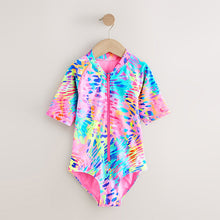 Load image into Gallery viewer, Rainbow Animal Tie Dye Short Sleeved Sunsafe Swimsuit (3-12yrs)