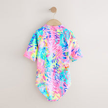 Load image into Gallery viewer, Rainbow Animal Tie Dye Short Sleeved Sunsafe Swimsuit (3-12yrs)