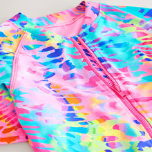 Load image into Gallery viewer, Rainbow Animal Tie Dye Short Sleeved Sunsafe Swimsuit (3-12yrs)