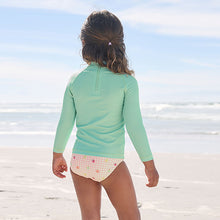 Load image into Gallery viewer, Mint Green Gingham Fruit Long Sleeve Sunsafe Swim Set (6mths-6yrs)