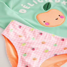 Load image into Gallery viewer, Mint Green Gingham Fruit Long Sleeve Sunsafe Swim Set (6mths-6yrs)