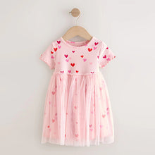Load image into Gallery viewer, Pink Hearts Mesh Skirt Dress (3mths-6yrs)
