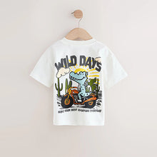 Load image into Gallery viewer, White Dinosaur Oversized Short Sleeve Back Print T-Shirt (3mths-6yrs)