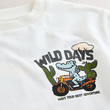 Load image into Gallery viewer, White Dinosaur Oversized Short Sleeve Back Print T-Shirt (3mths-6yrs)