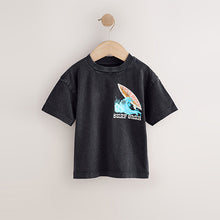 Load image into Gallery viewer, Black Acid Wash Surf Club Oversized Short Sleeve Back Print T-Shirt (3mths-6yrs)
