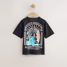 Load image into Gallery viewer, Black Acid Wash Surf Club Oversized Short Sleeve Back Print T-Shirt (3mths-6yrs)