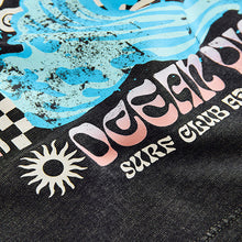 Load image into Gallery viewer, Black Acid Wash Surf Club Oversized Short Sleeve Back Print T-Shirt (3mths-6yrs)