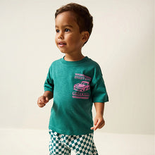 Load image into Gallery viewer, Green/Pink Race Car Short Sleeve Back Print T-Shirt (3mths-6yrs)