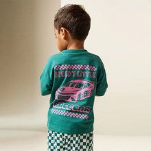 Load image into Gallery viewer, Green/Pink Race Car Short Sleeve Back Print T-Shirt (3mths-6yrs)