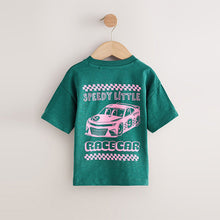 Load image into Gallery viewer, Green/Pink Race Car Short Sleeve Back Print T-Shirt (3mths-6yrs)