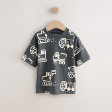 Load image into Gallery viewer, Black/White Digger Short Sleeve All-Over Print T-Shirt (3mths-6yrs)