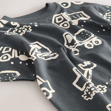 Load image into Gallery viewer, Black/White Digger Short Sleeve All-Over Print T-Shirt (3mths-6yrs)