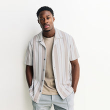 Load image into Gallery viewer, Neutral Brown Regular Fit N. Premium Short Sleeve Jersey Stripe Shirt