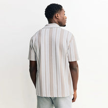 Load image into Gallery viewer, Neutral Brown Regular Fit N. Premium Short Sleeve Jersey Stripe Shirt