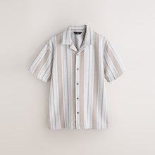 Load image into Gallery viewer, Neutral Brown Regular Fit N. Premium Short Sleeve Jersey Stripe Shirt