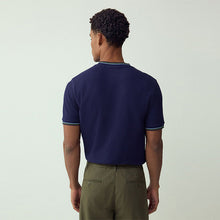 Load image into Gallery viewer, Navy Textured Tipped Ecru White T-Shirt