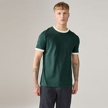 Load image into Gallery viewer, Green Regular Fit Ringer T-Shirt